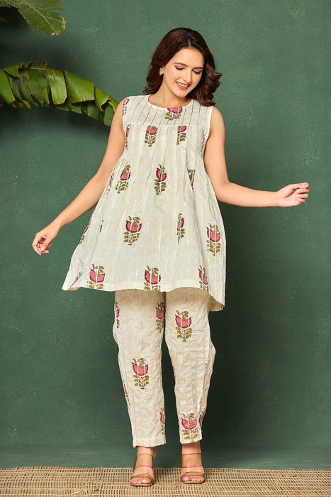 Ivory Floral Cotton Co-ord Set
