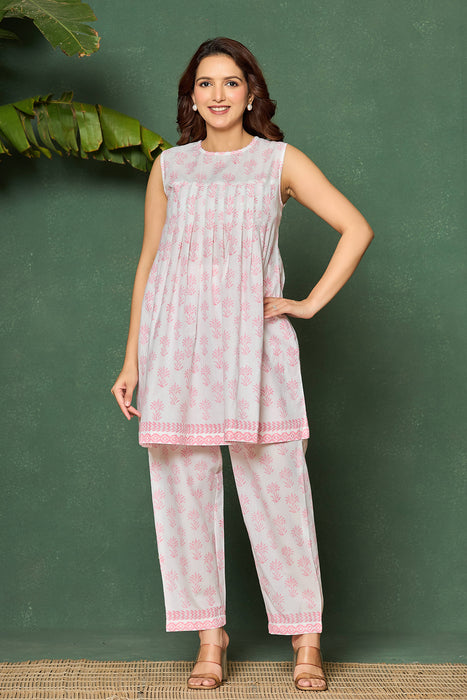 Blush Pink Sleeveless Cotton Co-ord Set