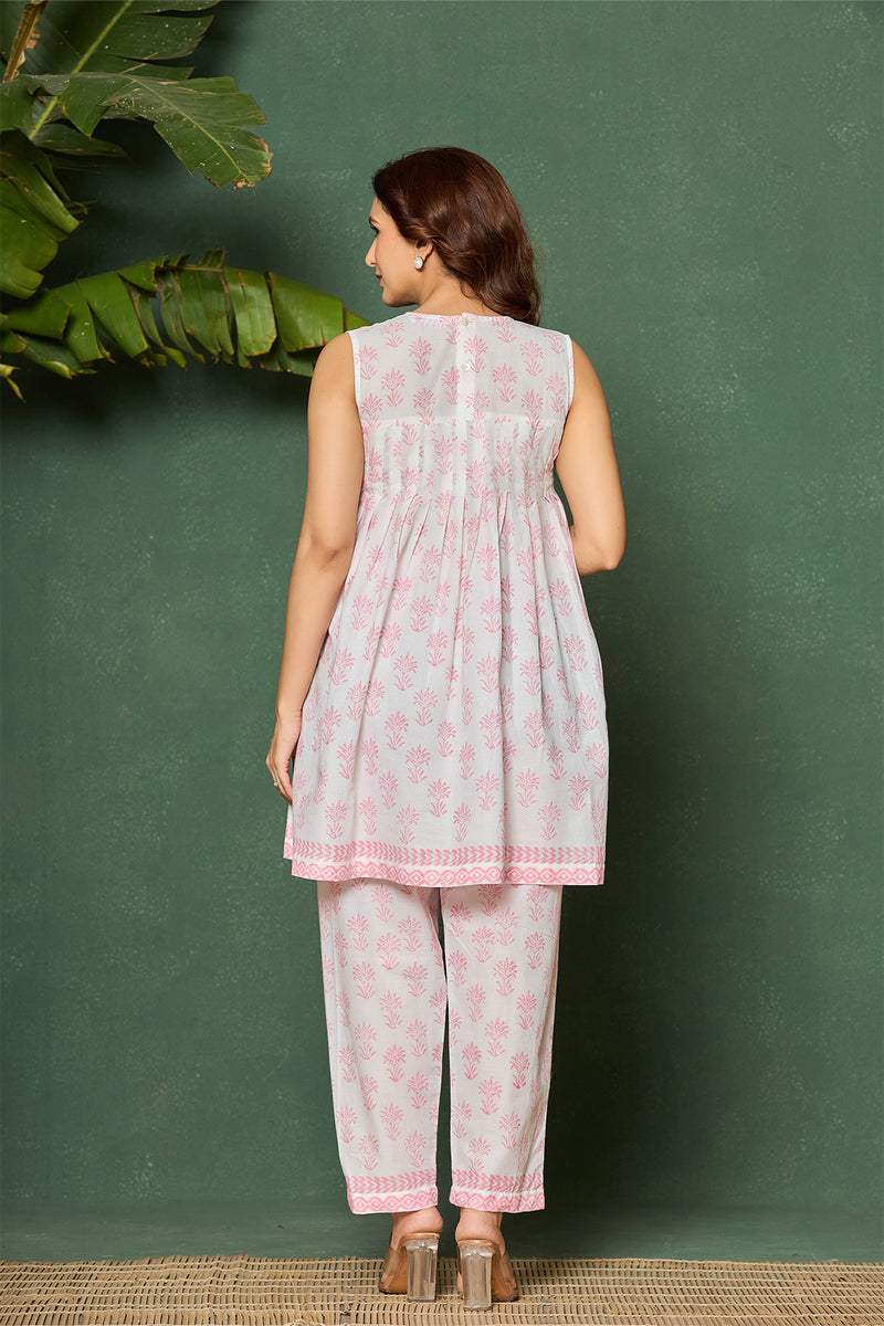 Blush Pink Sleeveless Cotton Co-ord Set