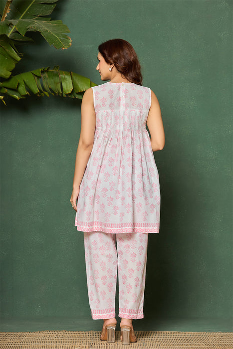 Blush Pink Sleeveless Cotton Co-ord Set