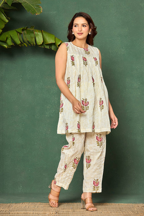 Ivory Floral Cotton Co-ord Set