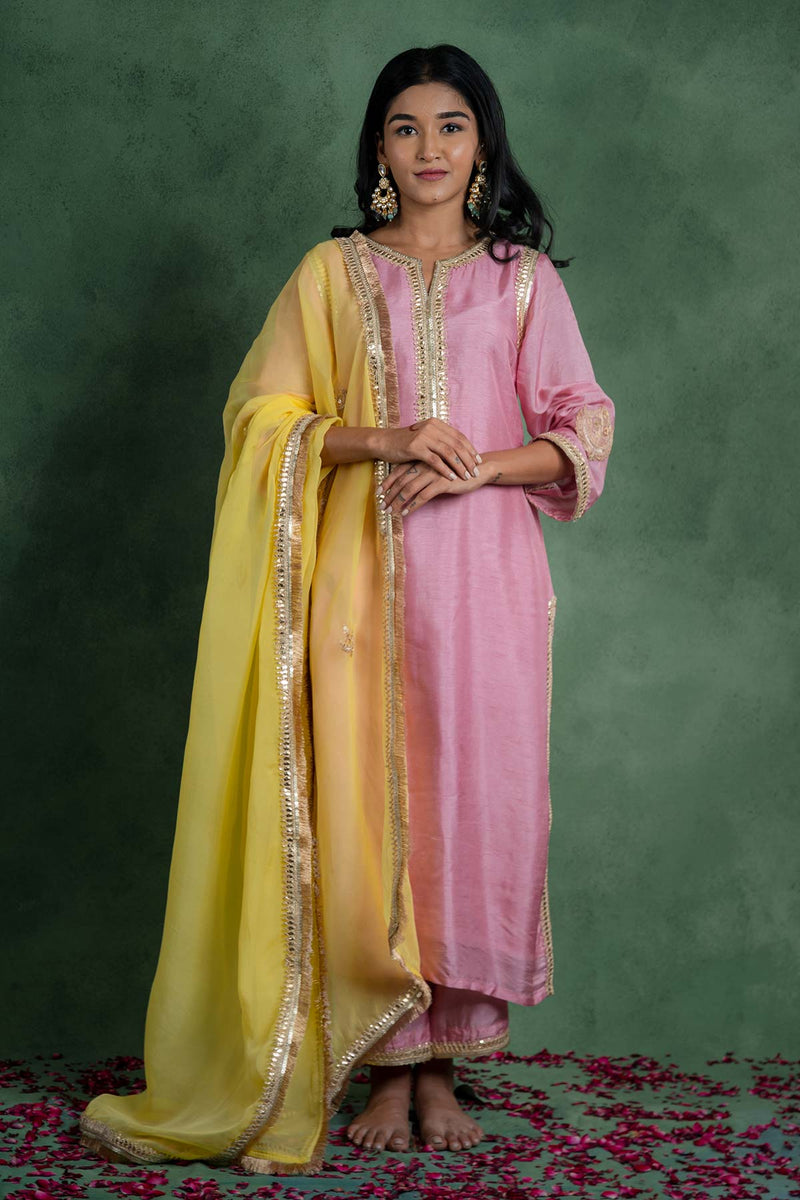 Gulbahaar Suit Set With Embroidered Dupatta (Set Of 3)