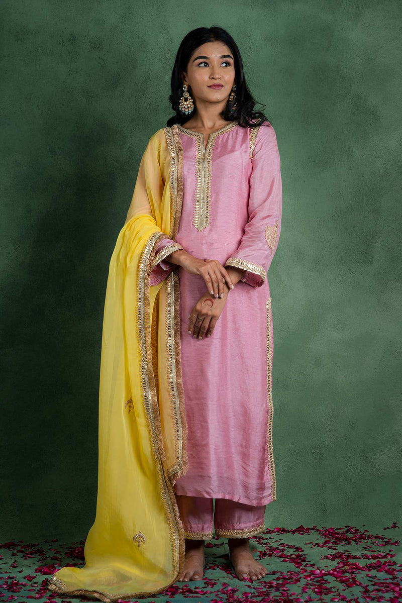 Gulbahaar Suit Set With Embroidered Dupatta (Set Of 3)