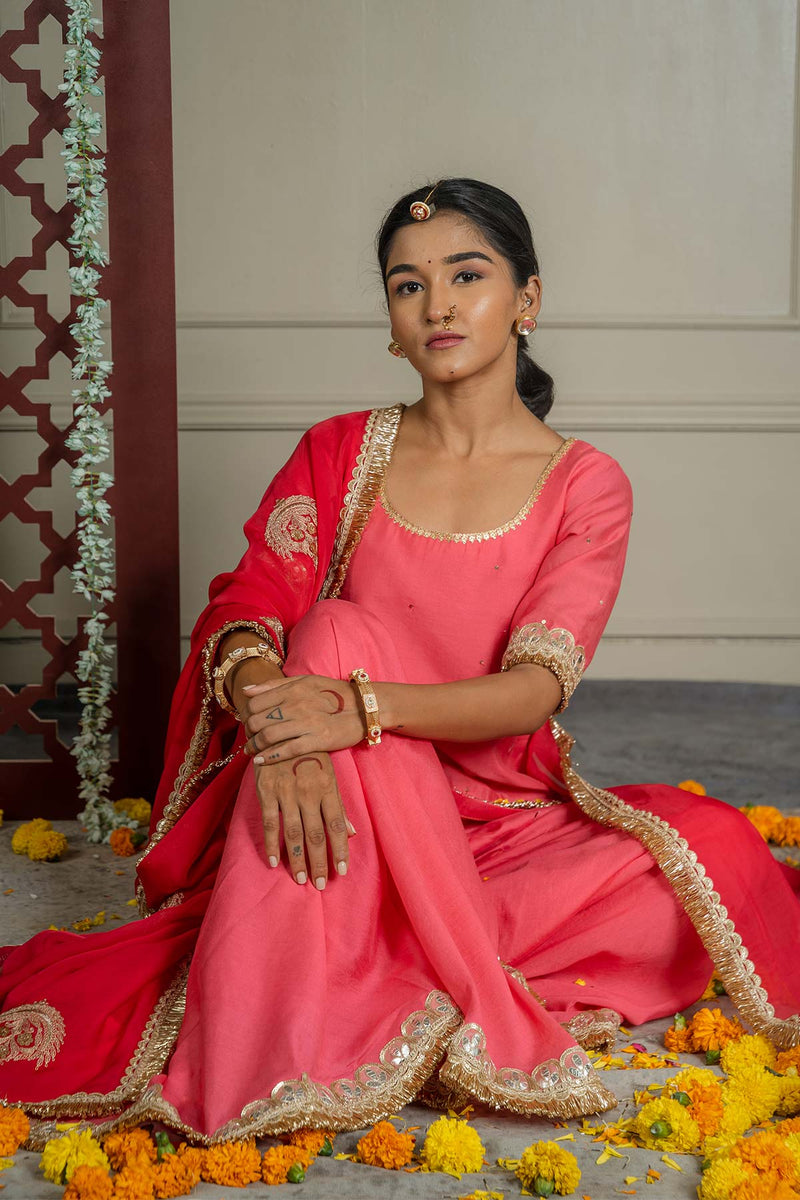 Gulabo Sharara Set With Embroidered Dupatta (Set Of 3)