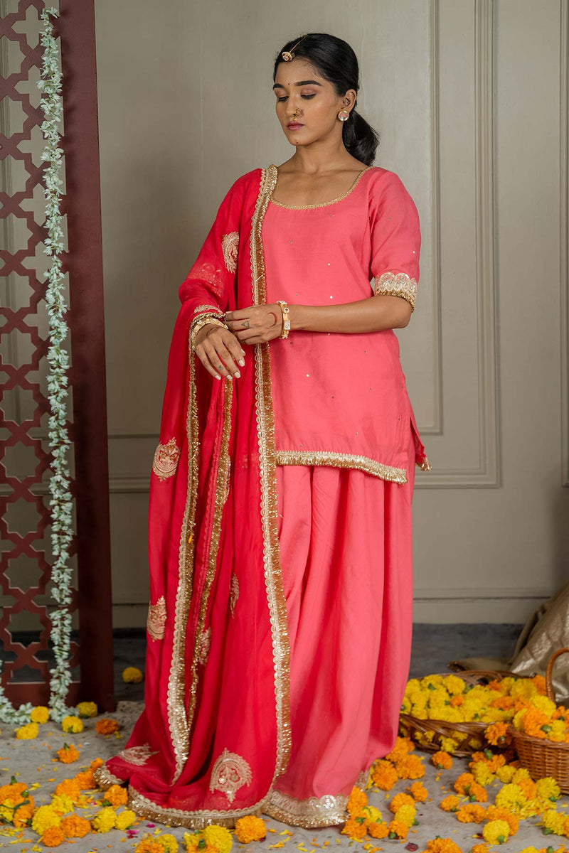 Gulabo Sharara Set With Embroidered Dupatta (Set Of 3)