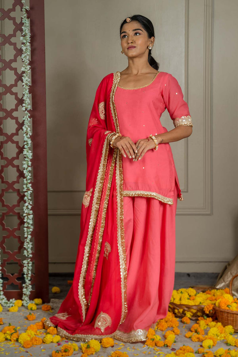 Gulabo Sharara Set With Embroidered Dupatta (Set Of 3)