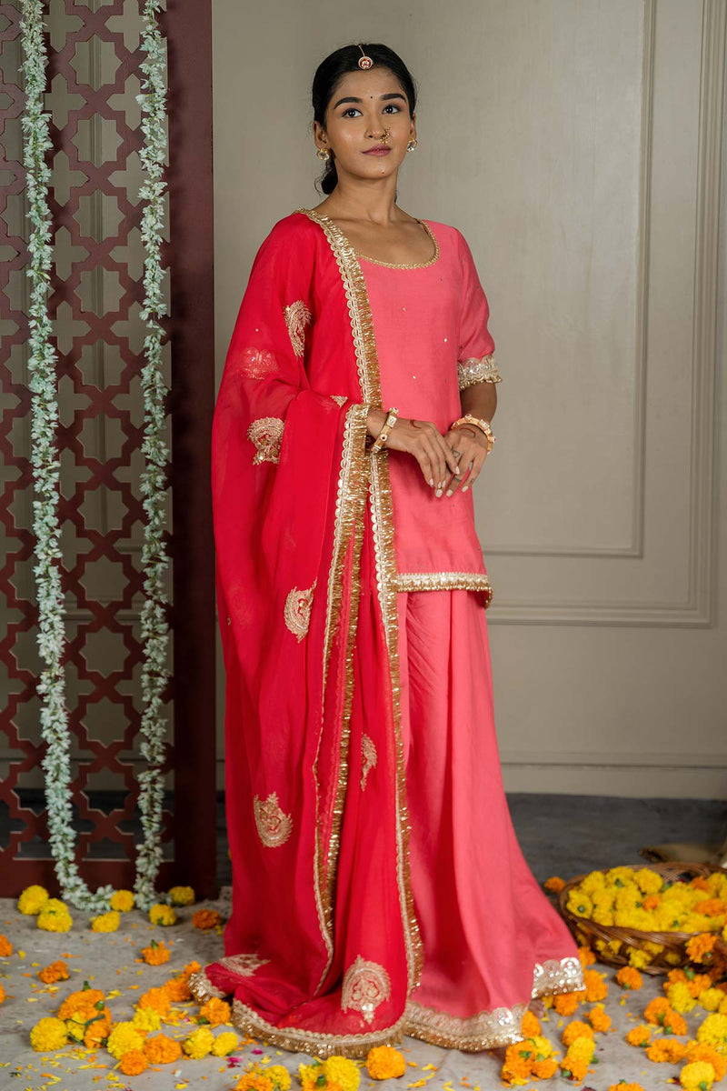 Gulabo Sharara Set With Embroidered Dupatta (Set Of 3)