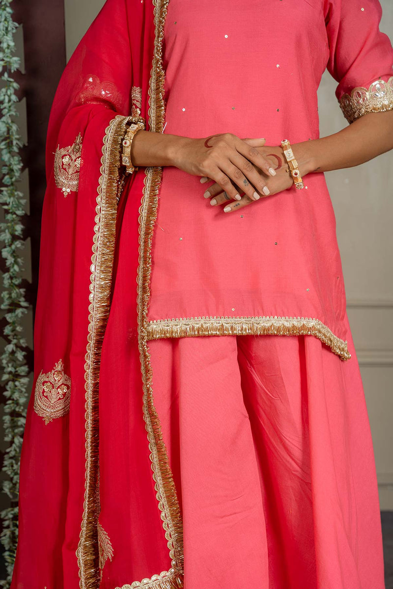 Gulabo Sharara Set With Embroidered Dupatta (Set Of 3)