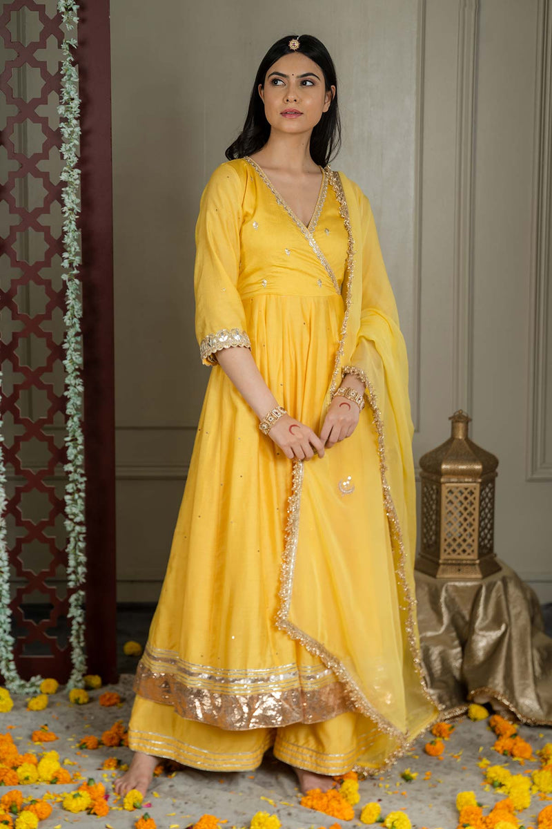 Inaayat Anarkali Set With Embroidered Dupatta And Sharara (Set Of 3)