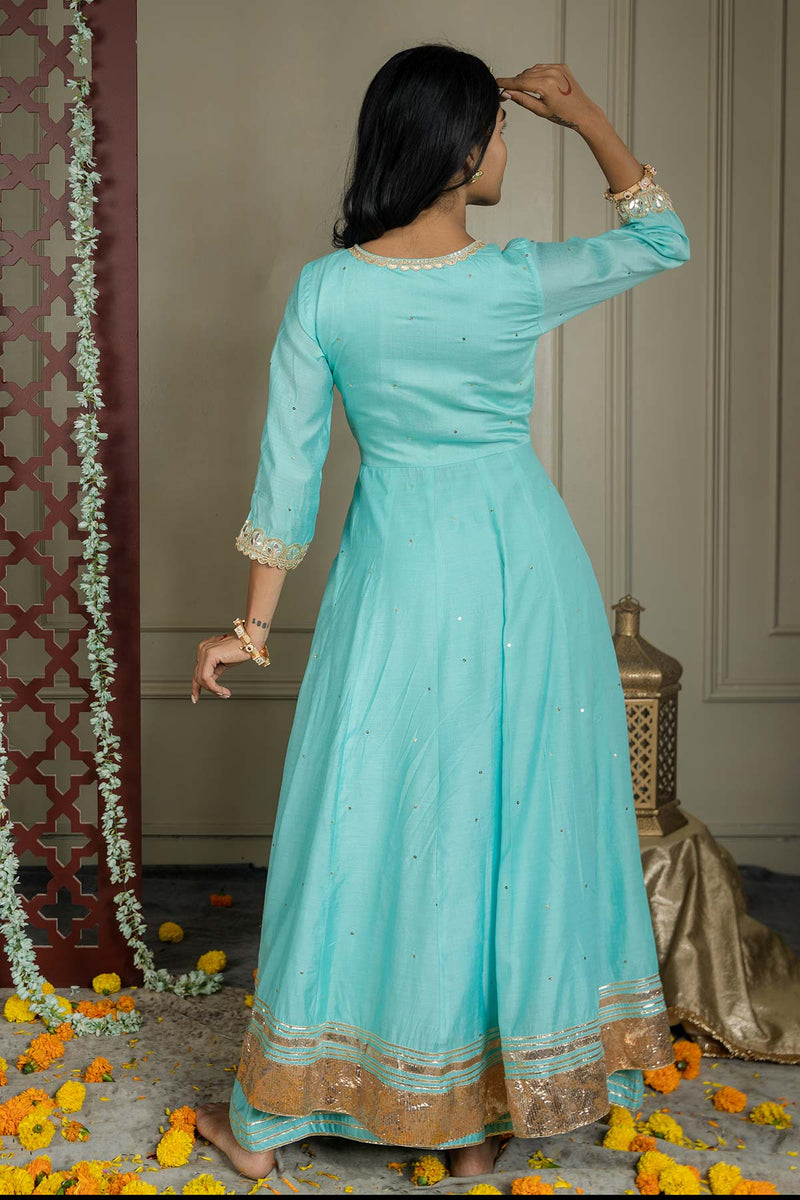 Alina Anarkali Set With Embroidered Dupatta And Sharara (Set Of 3)