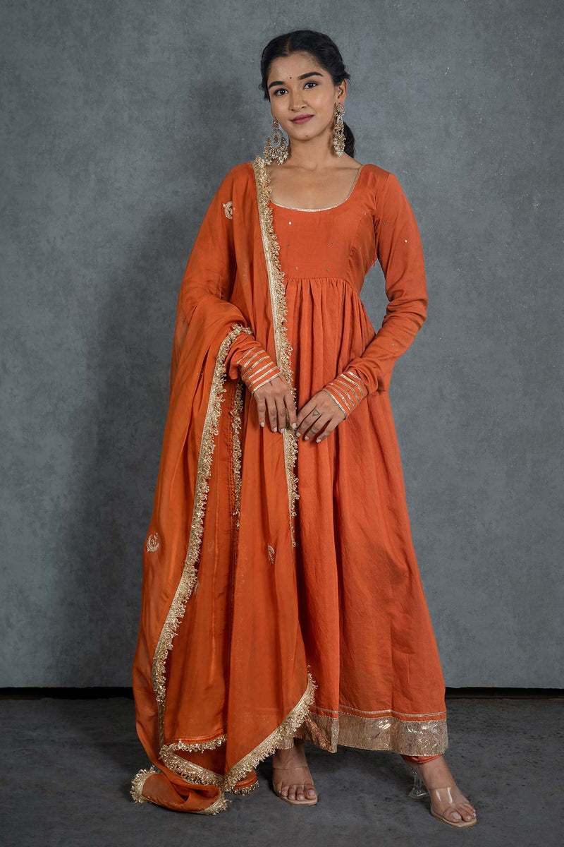Saanjh Anarkali Set With Embroidered Dupatta (Set Of 3)