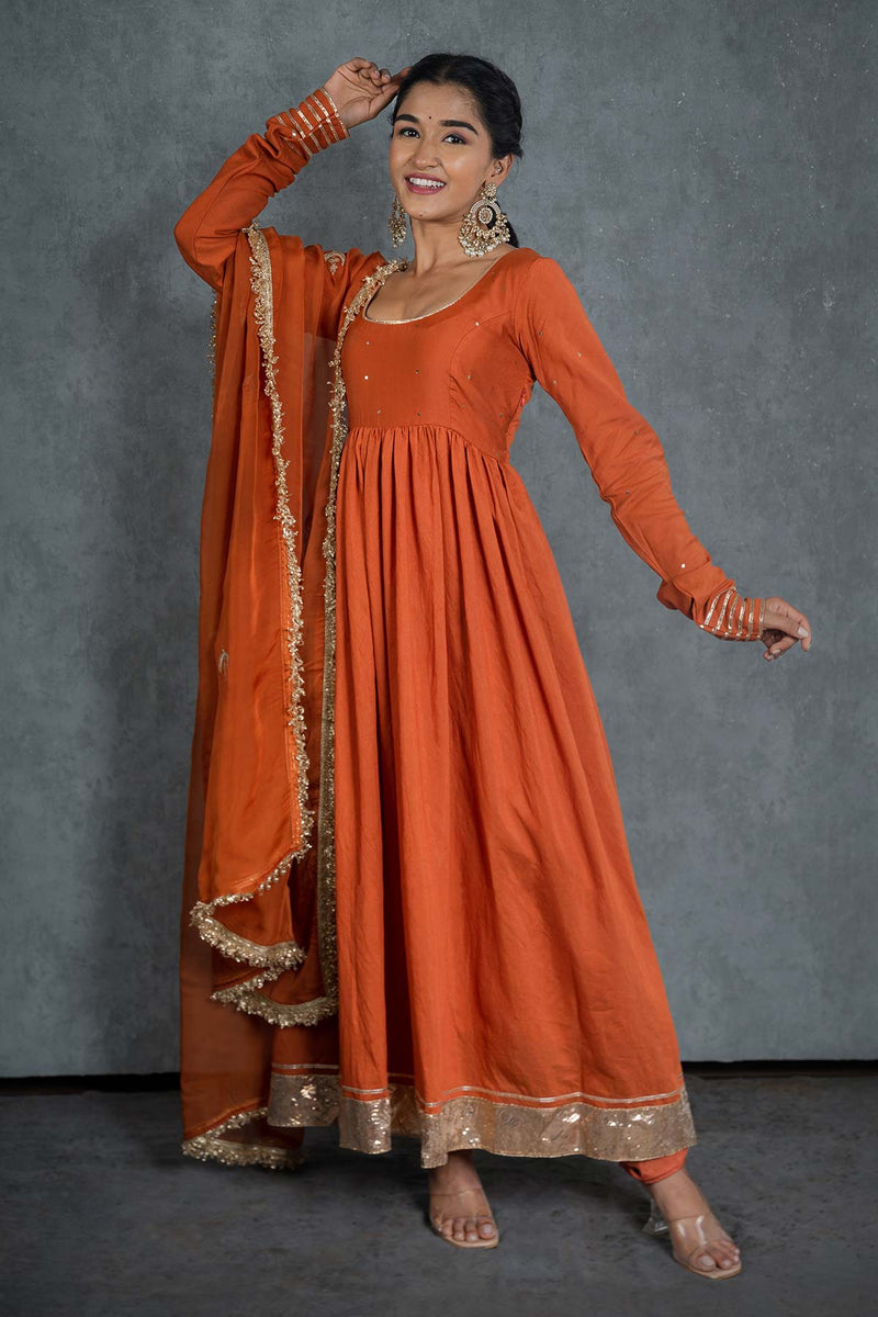 Saanjh Anarkali Set With Embroidered Dupatta (Set Of 3)