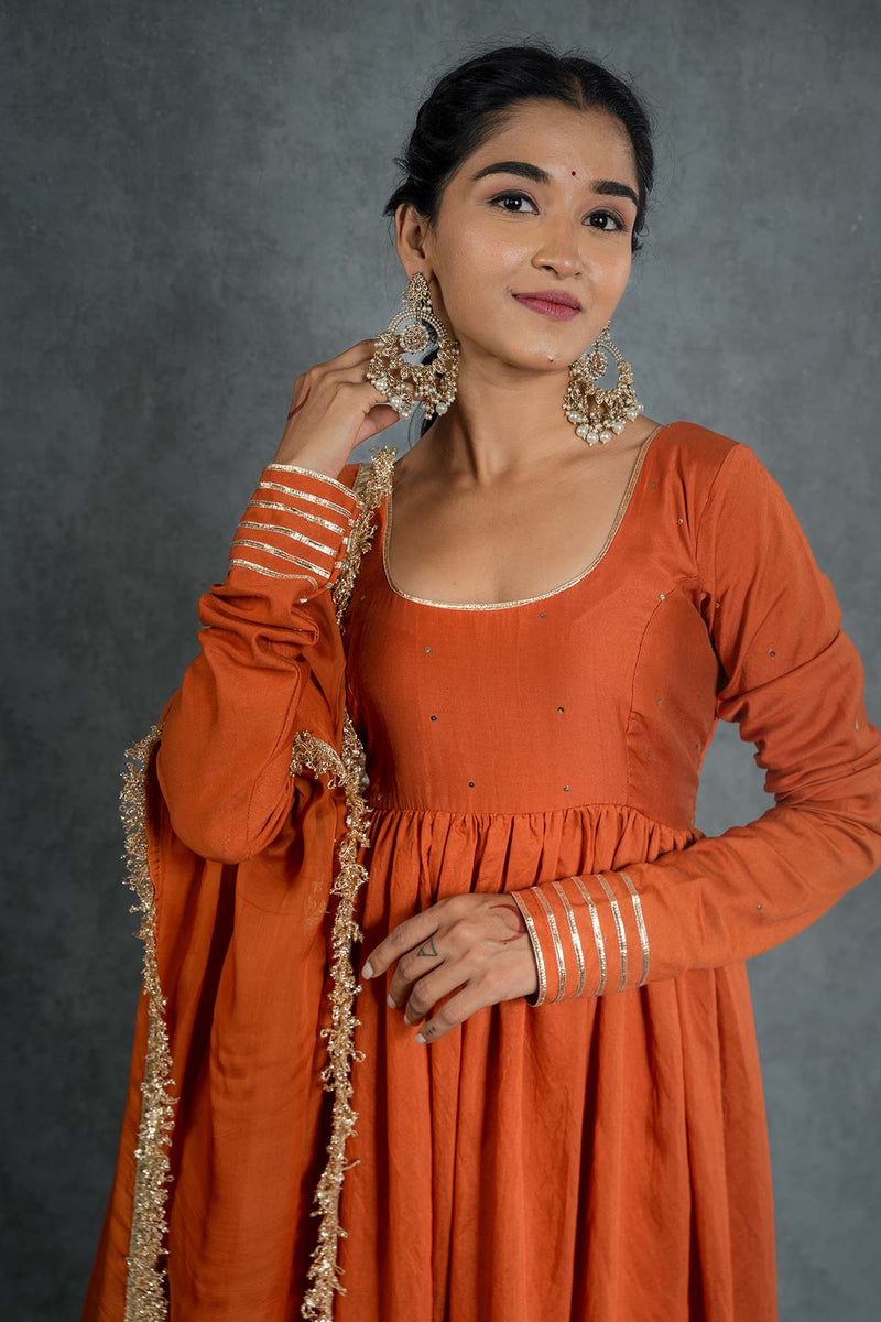 Saanjh Anarkali Set With Embroidered Dupatta (Set Of 3)