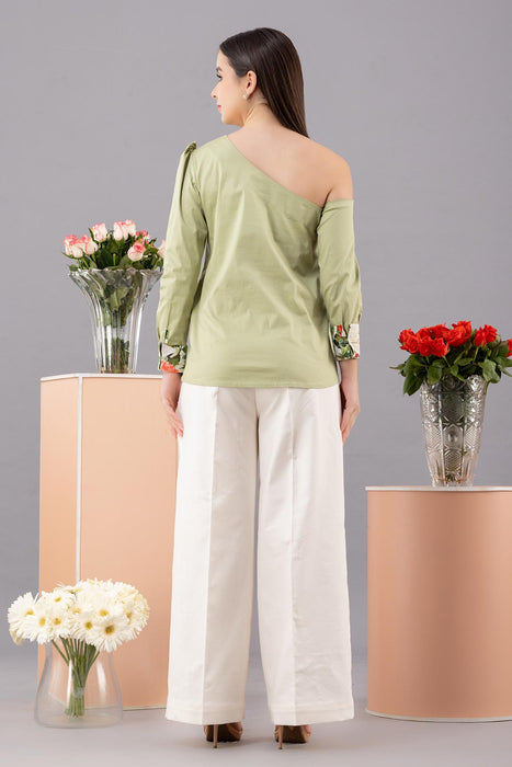 GREEN ASYMMETRICAL FLOWER TOP