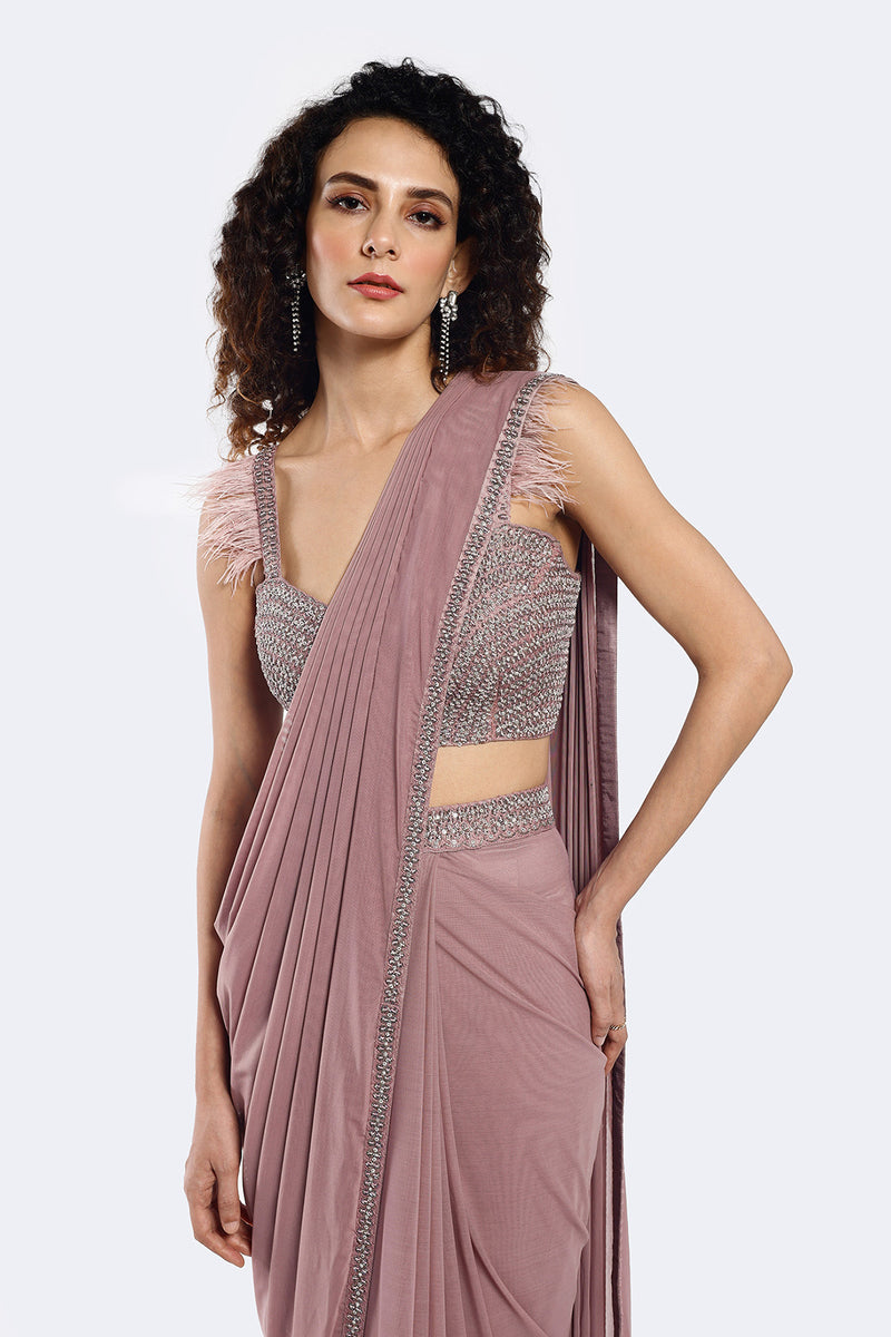 Lilac Swan Drape Saree