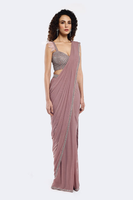 Lilac Swan Drape Saree