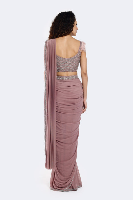 Lilac Swan Drape Saree