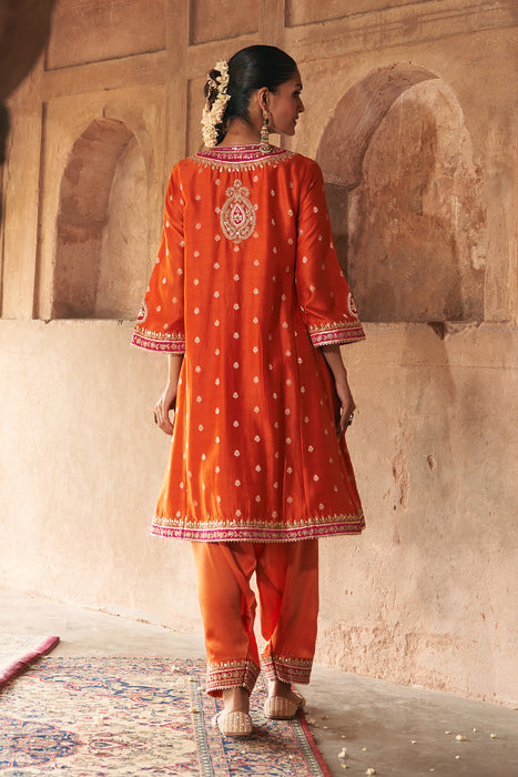HAFSA - BURNT ORANGE CHAUGA WITH SALWAR
