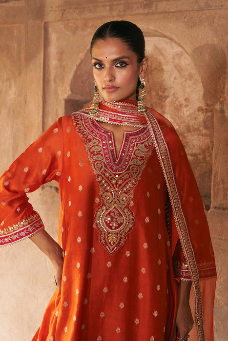 HAFSA - BURNT ORANGE CHAUGA WITH SALWAR