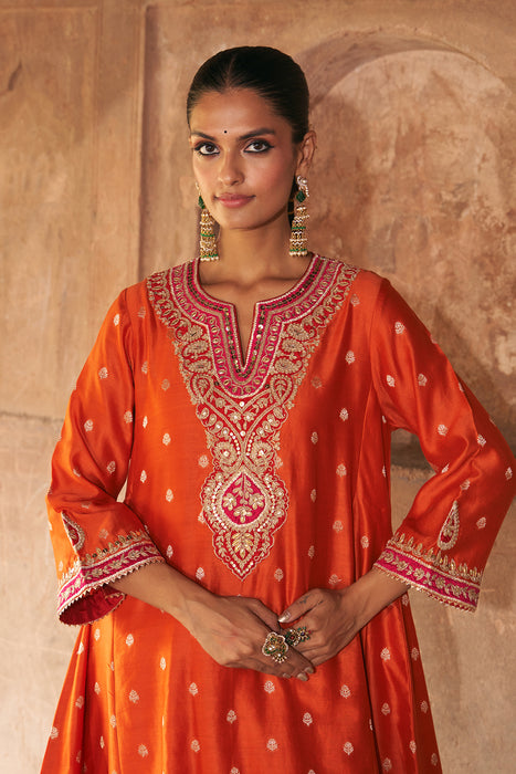 HAFSA - BURNT ORANGE CHAUGA WITH SALWAR