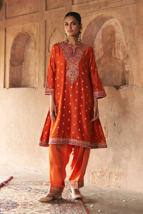 HAFSA - BURNT ORANGE CHAUGA WITH SALWAR