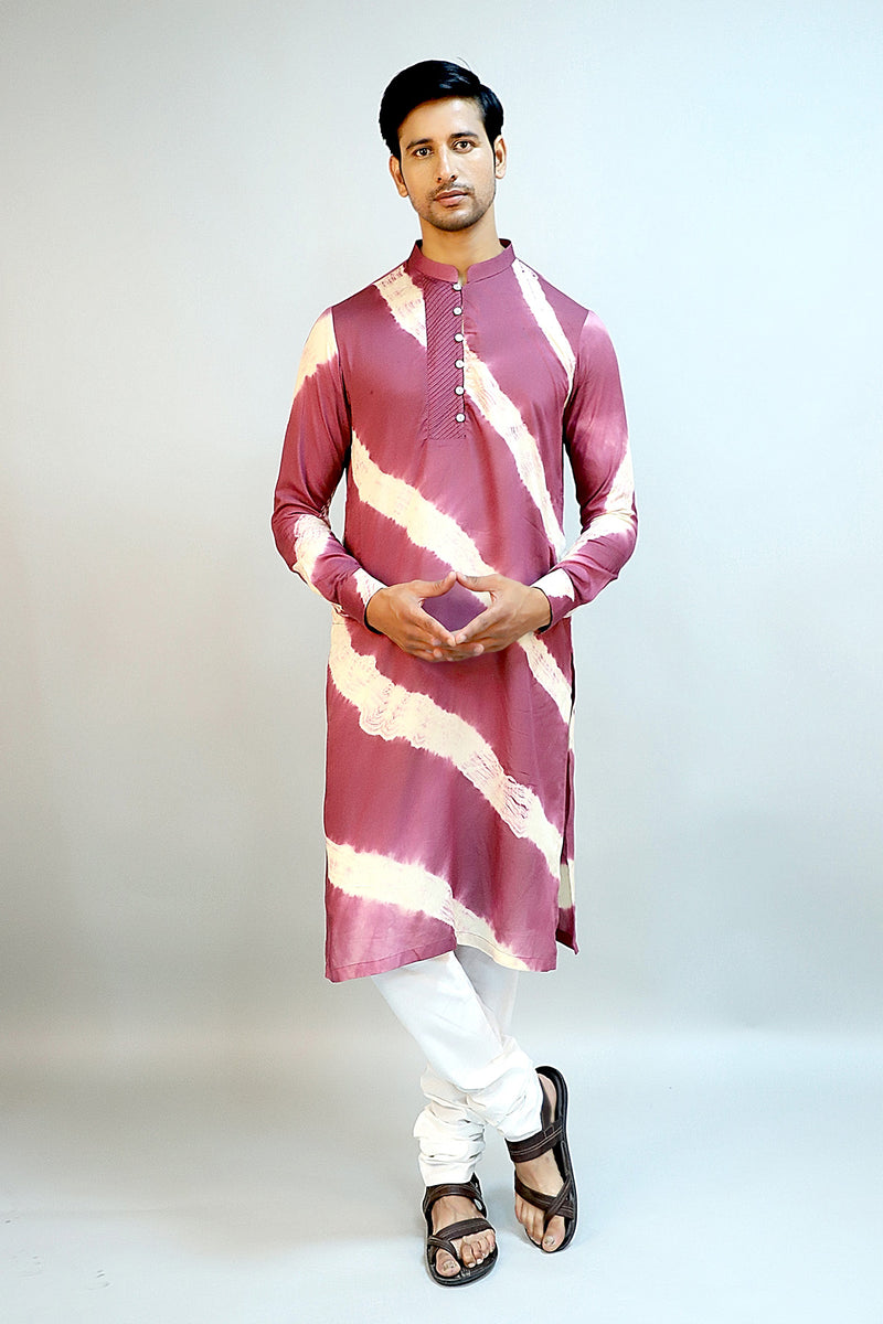 Wine Modal Silk Tie-Dye Kurta