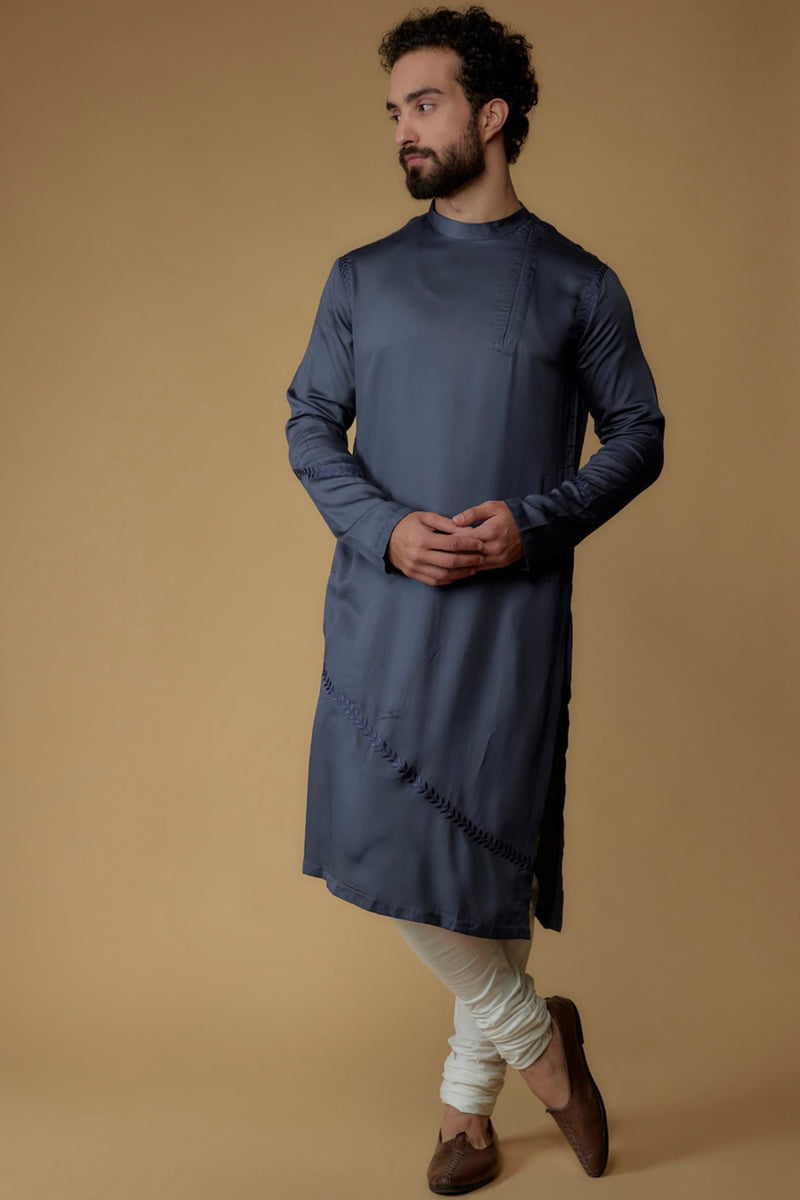 Deep Navy Blue Modal Silk Kurta Set