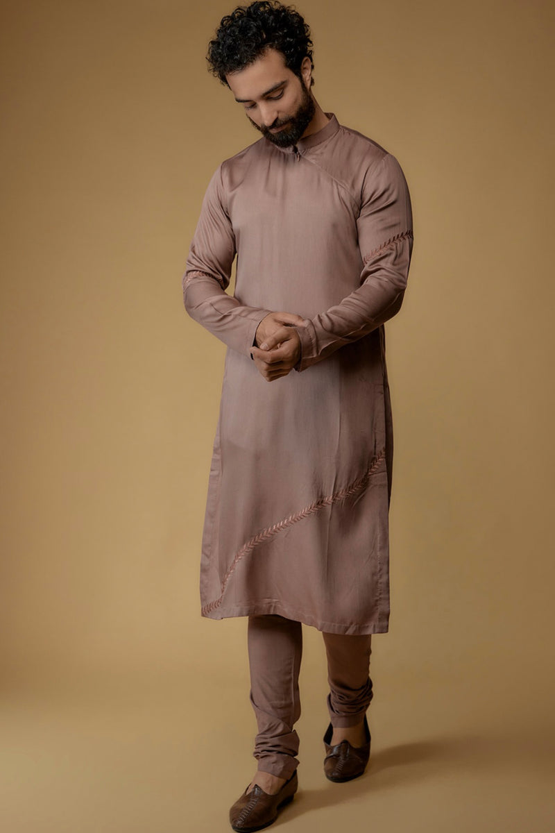 Deep Mauve Modal Silk Thread Embroidered Kurta Set