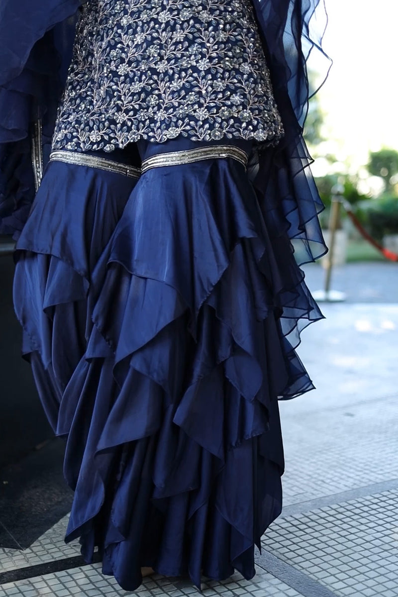 Tahira - Halter style kurta with layered sharara pants
