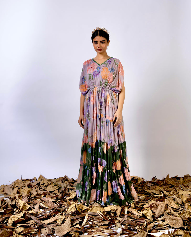 Makha Dusty Grey And Forest Green Resort Wear