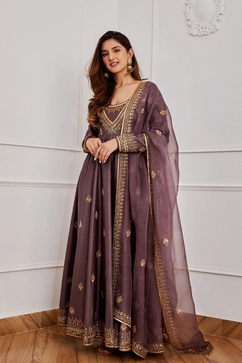 Dark purple Anarkali set