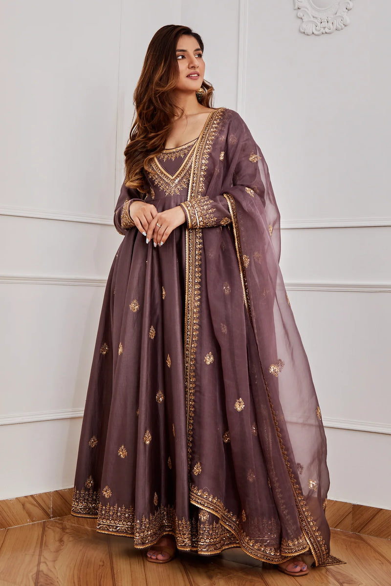Dark purple Anarkali set