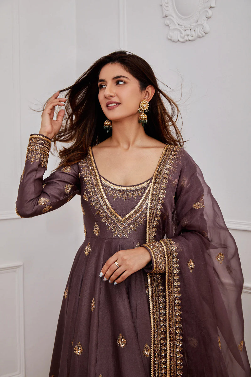 Dark purple Anarkali set