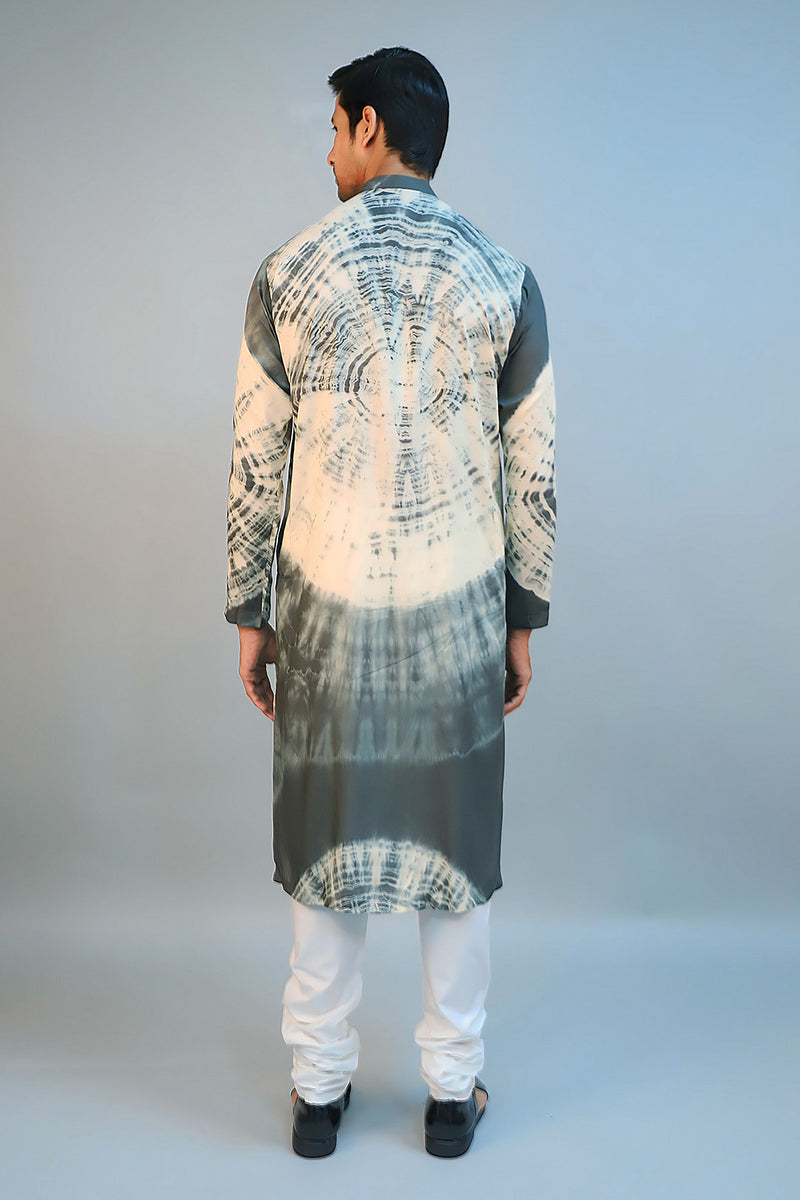 Dark Green Modal Silk Tie-Dye Kurta