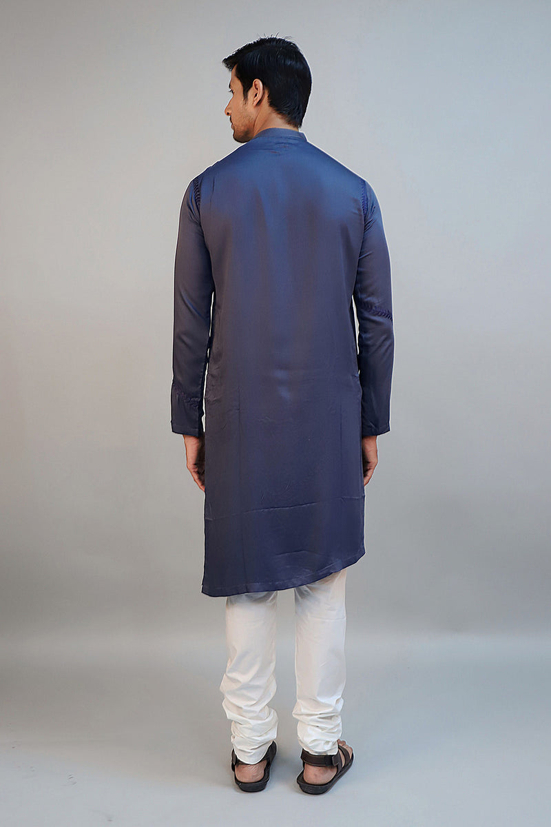 Deep Navy Blue Modal Silk Kurta Set