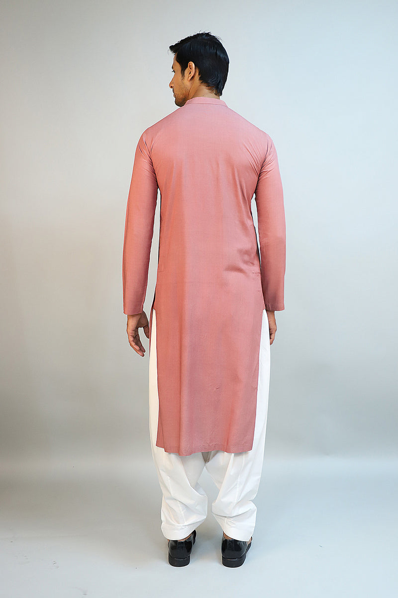 Brown Rose Modal Cotton Thread Embroidered Kurta Set