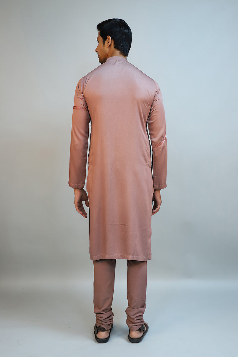 Deep Mauve Modal Silk Thread Embroidered Kurta Set