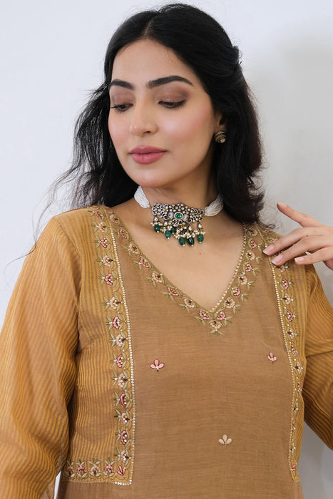 Caramel Chanderi Kurta Set