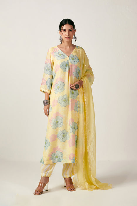 Bagicha soft yellow kurta set of 3