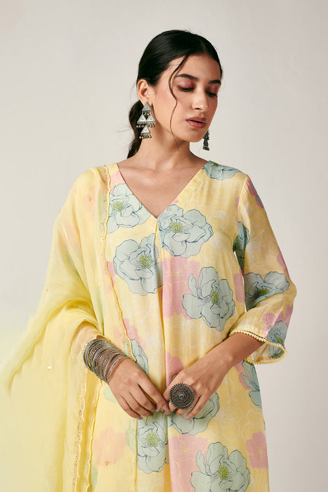 Bagicha soft yellow kurta set of 3