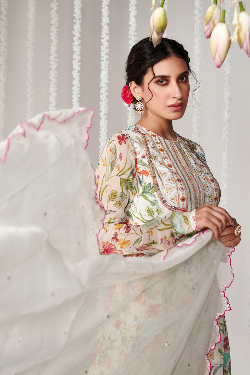 Bagicha white Anarkali set of 3