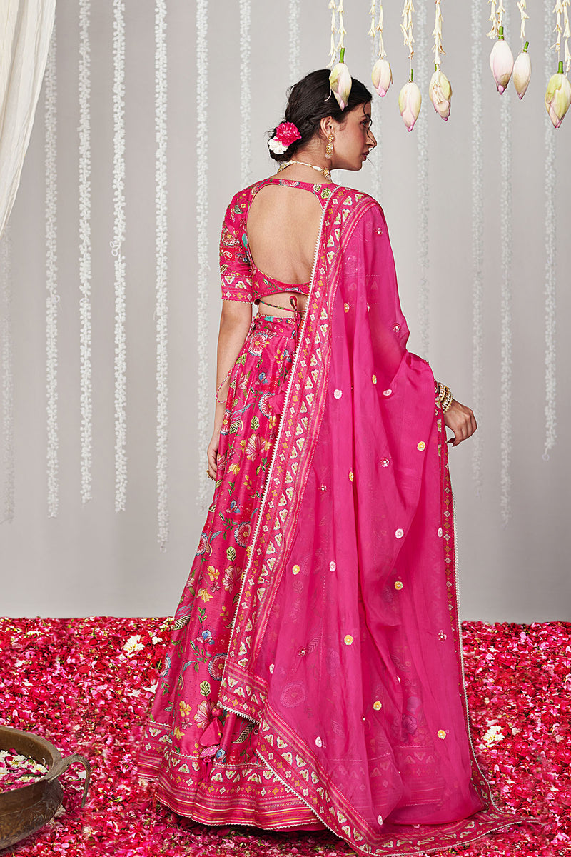 Bagicha hot pink lehenga set of 3