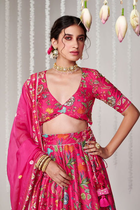 Bagicha hot pink lehenga set of 3