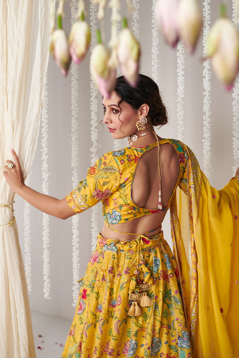 Bagicha yellow lehenga set of 3