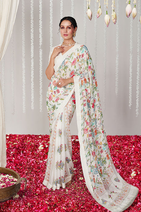 Bagicha white saree set of 2