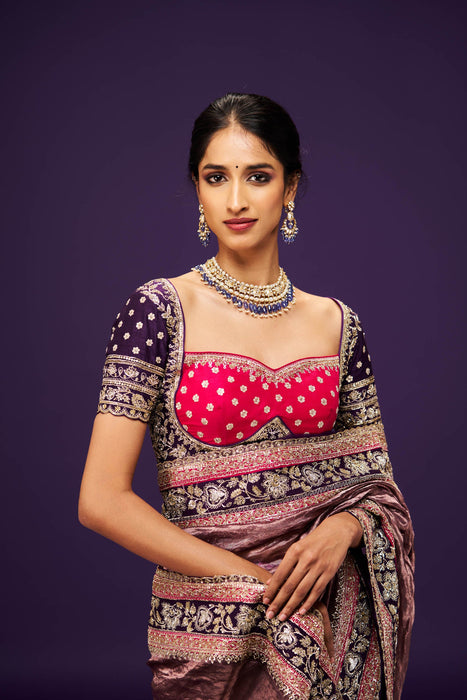 Ridhila Tissue Embroidery Saree and Blouse Set