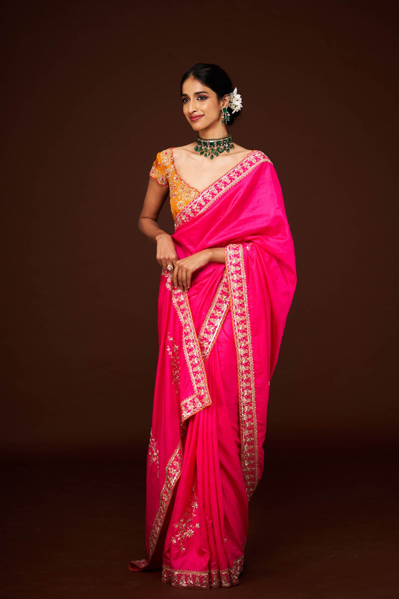 Ajantha Pink Embroidered Only Saree
