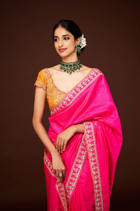 Ajantha Pink Embroidered Only Saree