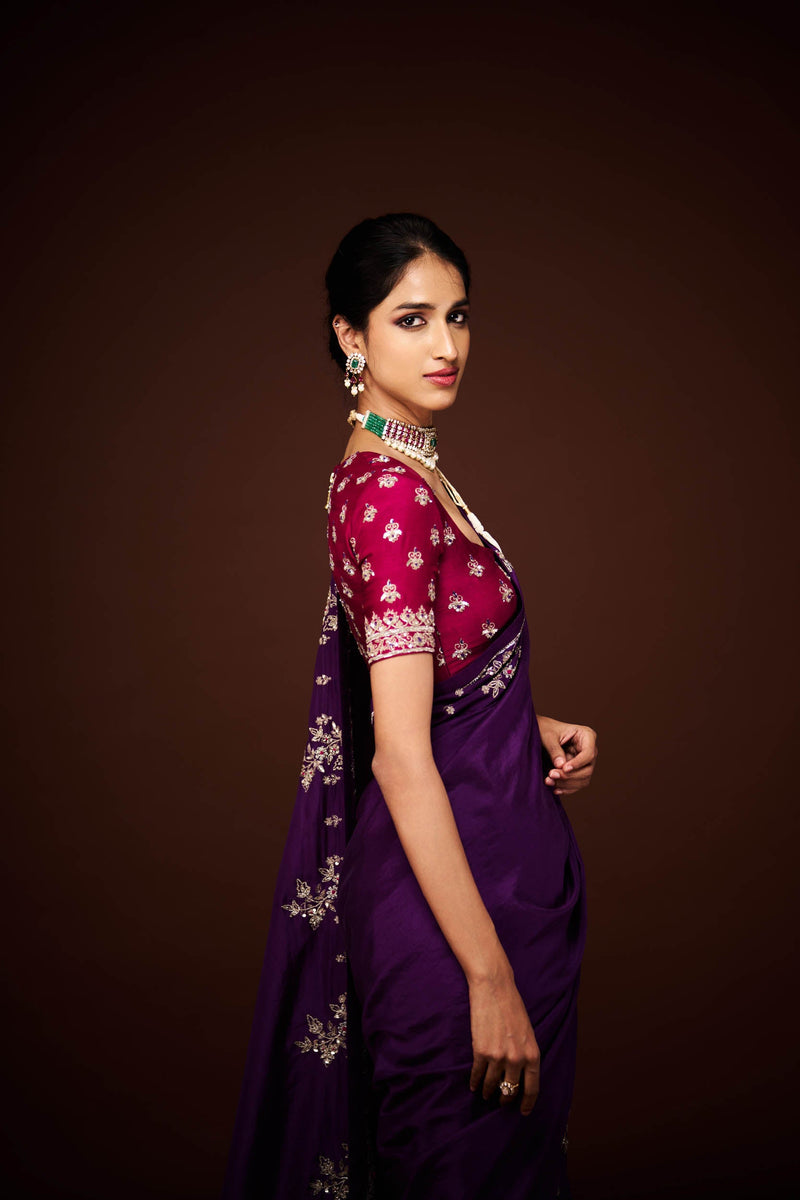 Madana Embroidered Saree and Blouse Set
