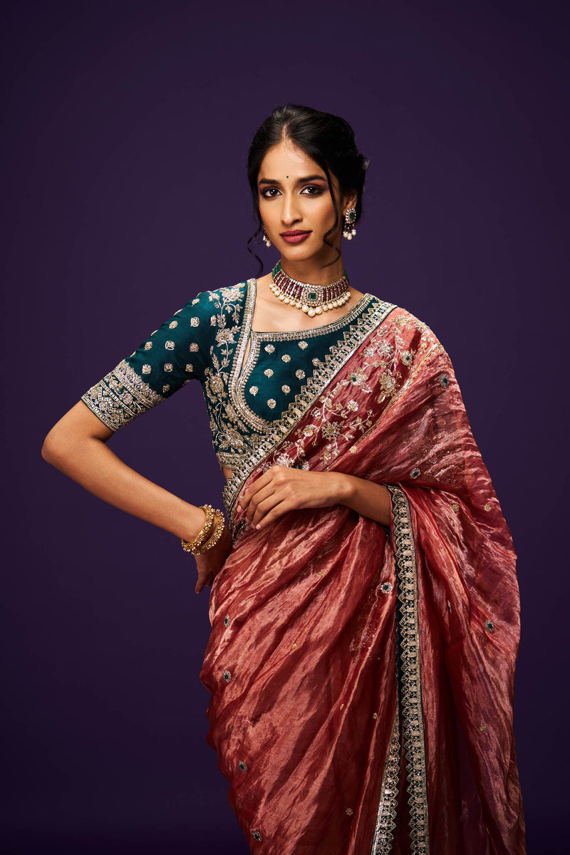 Tarangini Tissue Embroidery Only Saree